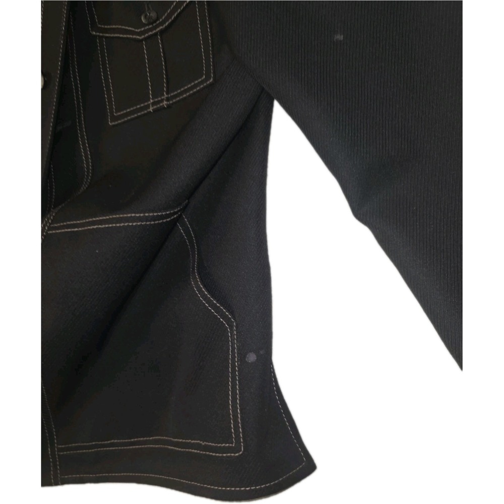 Geoffrey Beene Men's Black Jacket Contrast Stitching Button Closure Size LARGE - Picture 5 of 5